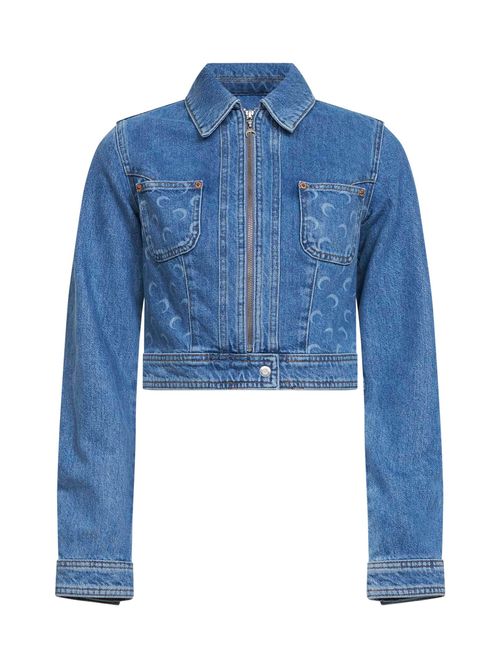 Cropped Organic Denim Jacket — Blue