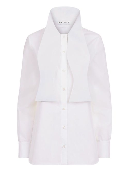 Oversized-collar cotton shirt - White