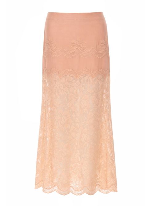 Pink Lace Midi Skirt