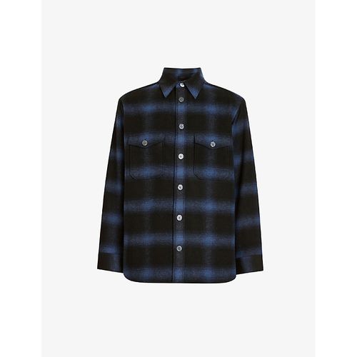 Mens Dark Ink Rotation Checked Oversized Woven Overshirt