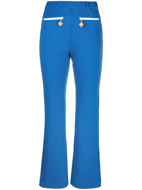 Logo-charm flared trousers - Blue
