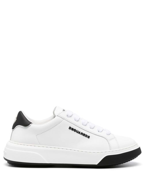 Embossed-logo leaf-print sneakers - White