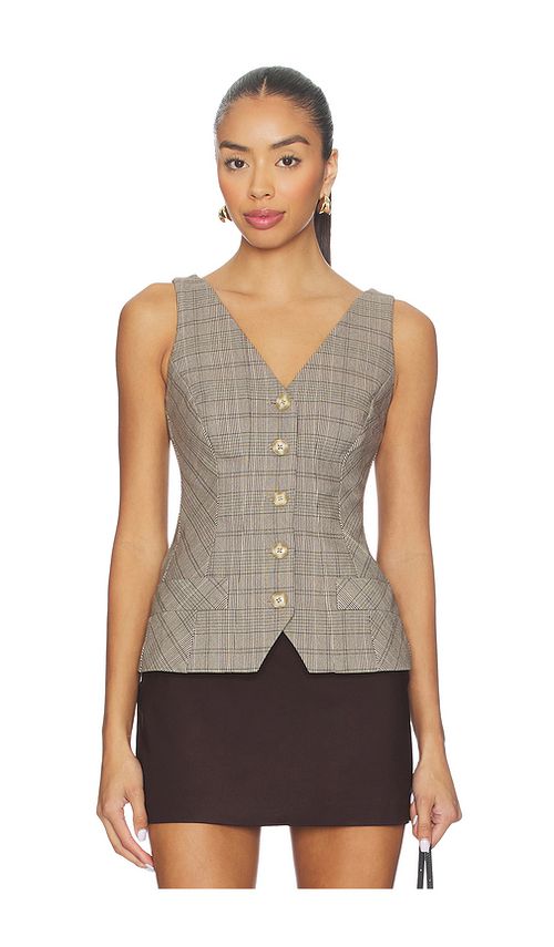 Good American Plaid Vest in Grey. - M also in