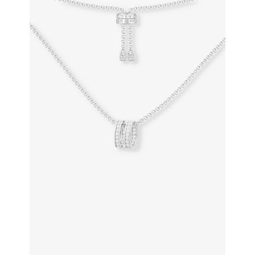 Womens Silver Monaco Sterling-silver and Zirconia Pendant Necklace 