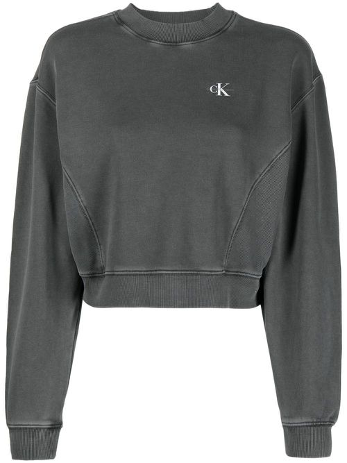 Logo-print washed sweatshirt - Grey