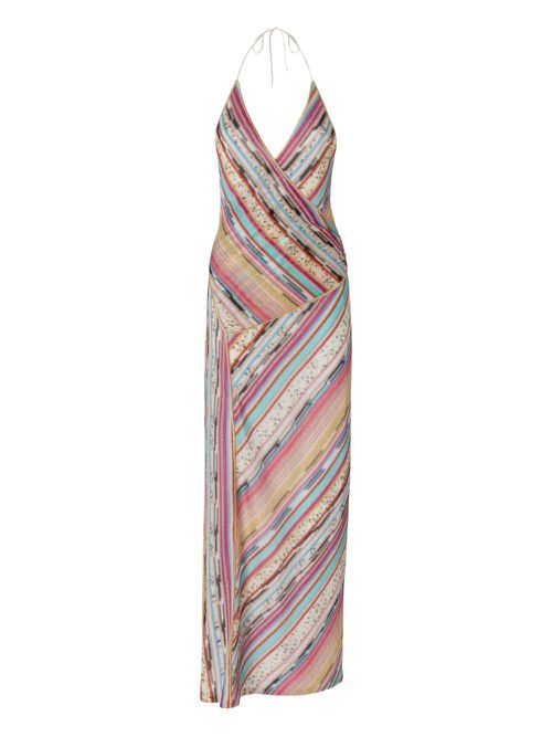 Striped wrap maxi dress - Pink