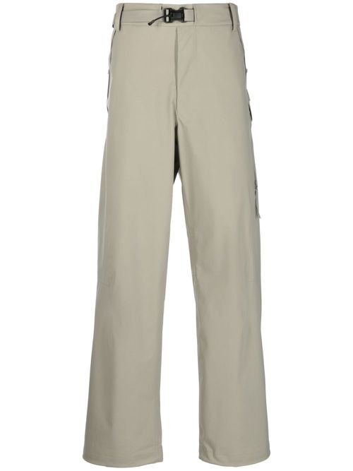 Logo-patch belted wide-leg trousers - Green