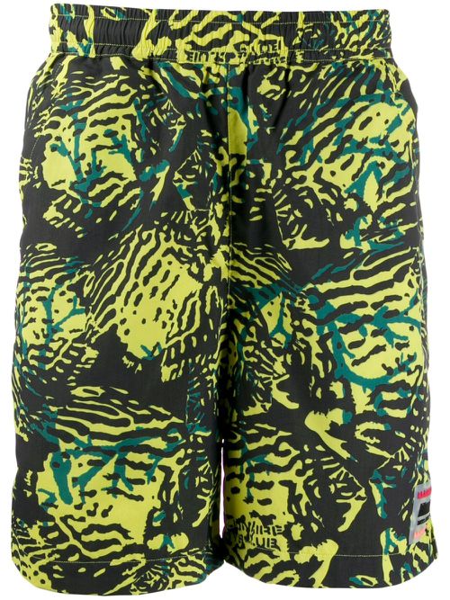 Jungle print beach shorts - Yellow
