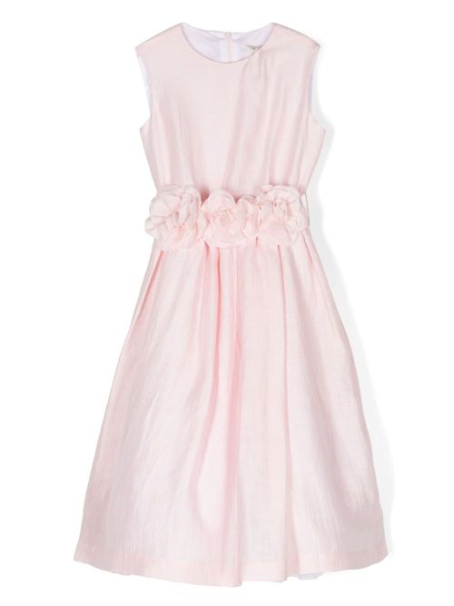 Floral-appliqué sleeveless dress - Pink