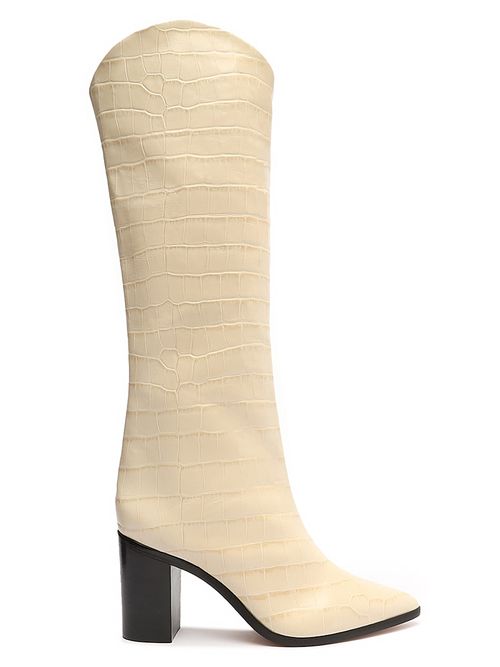 Women's Maryana Croc-Embossed Leather Boots - White