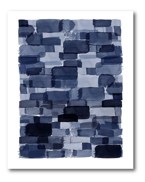 Wall Decor Navy Blue Watercolor Block