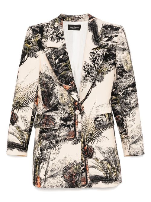 Landscape print long blazer - Neutrals