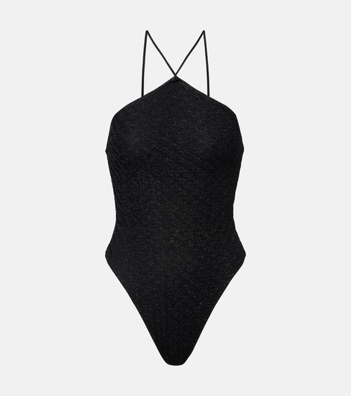 Zigzag cutout lamé swimsuit