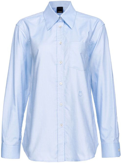 Love Birds-embroidered cotton shirt - Blue