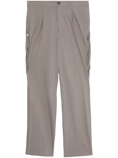 Zip-detail straight-leg trousers - Grey