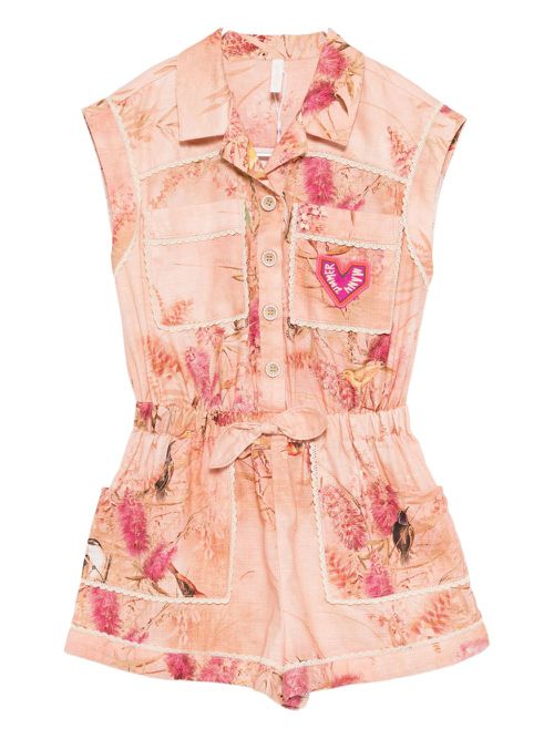 Cascadian floral-print playsuit - Pink