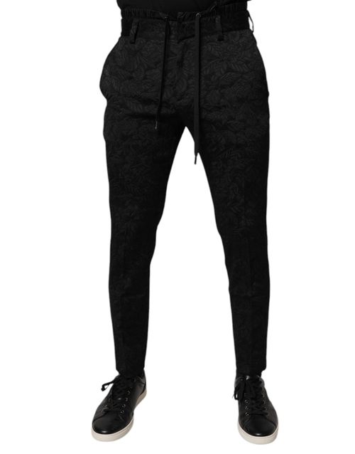Brocade Polyester Trousers — Black