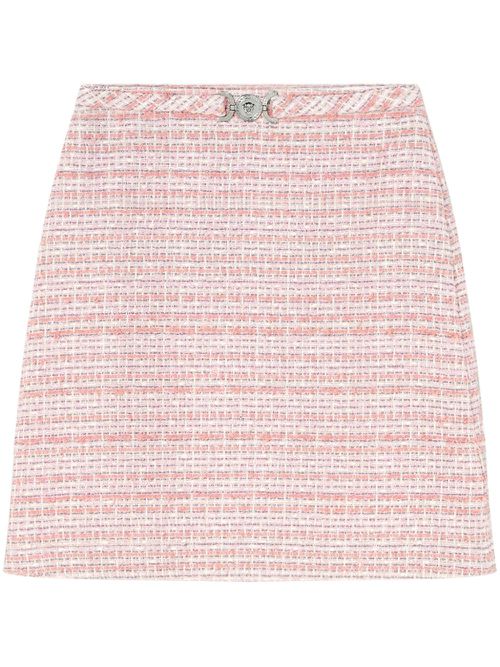 Medusa Head plaque tweed skirt - Pink
