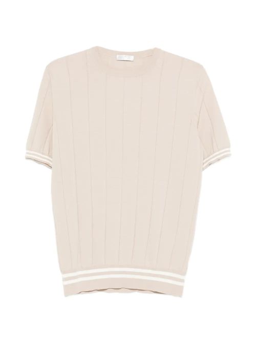 Ribbed Striped T-Shirt — Cream