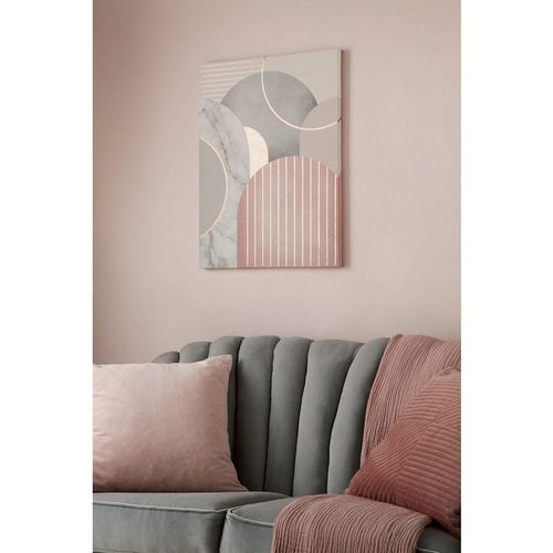 Pink & Grey Art Deco Geometric Metallic Printed Canvas