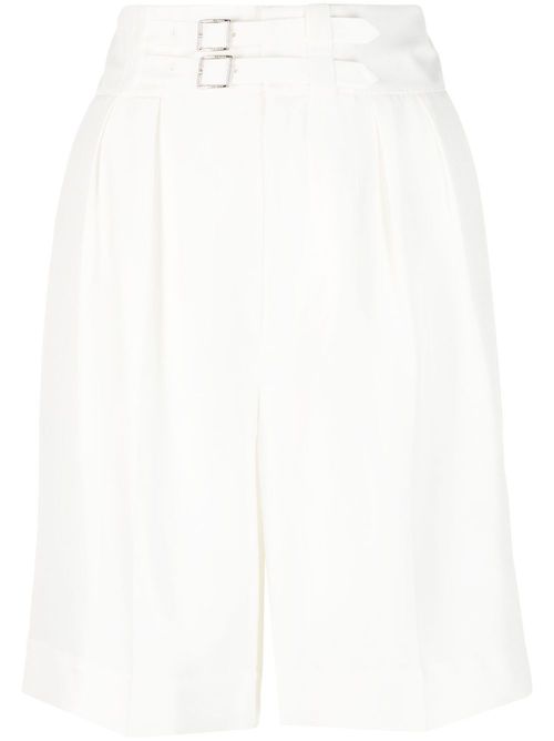 Francine pleated silk shorts - White