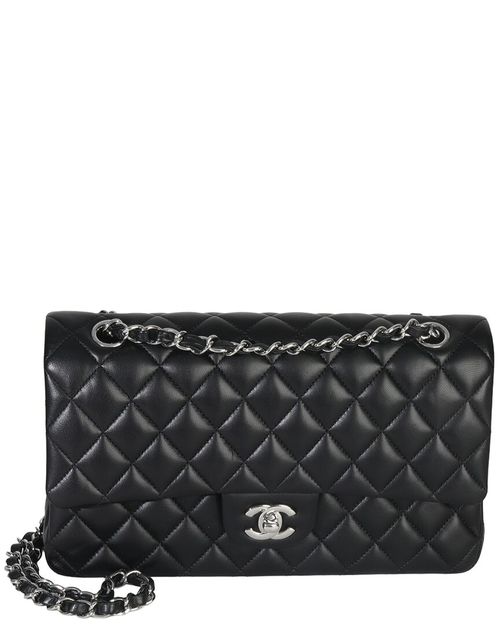 Black Leather Quilted Medium Classic Double Flap Bag (Authentic Pre-  Loved)