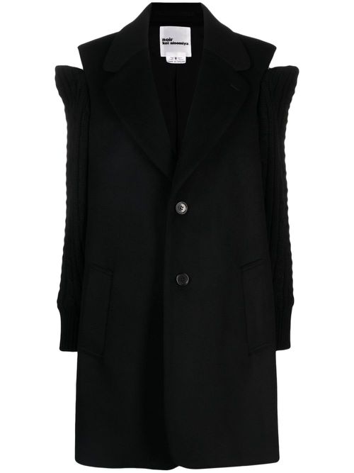 Cold-shoulder single-breasted coat - Black