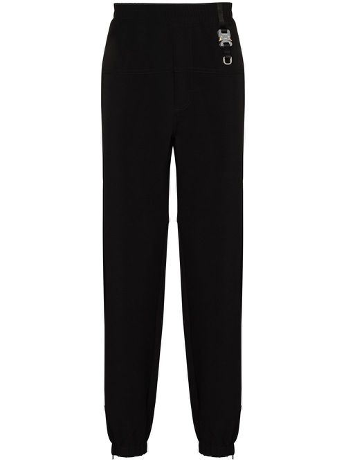 Buckle-detail tapered track pants - Black