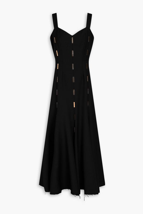 Gail embellished wool-crepe maxi dress - Black - IT 36