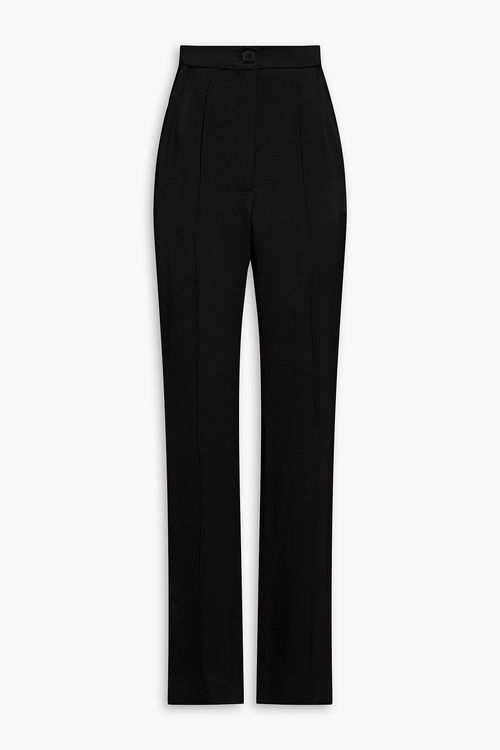 Satin-crepe straight-leg pants - Black - L