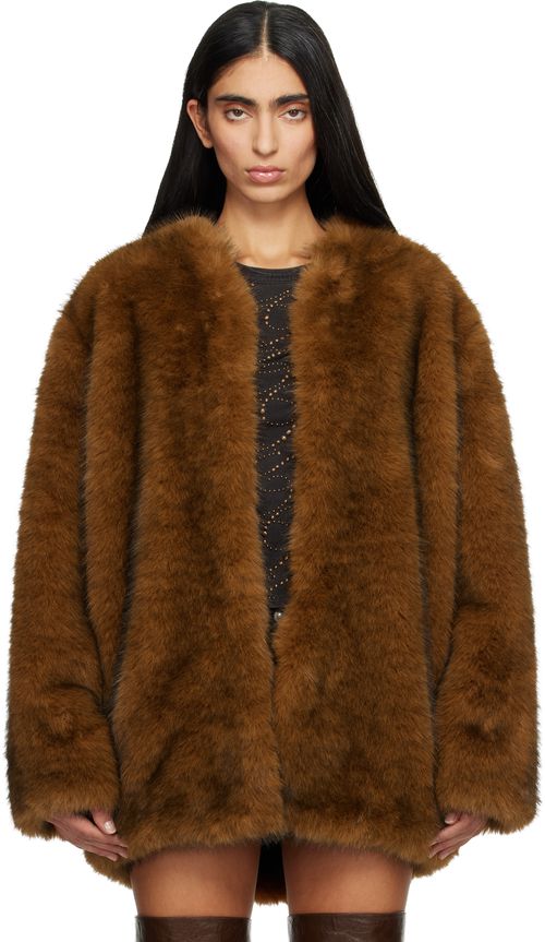 Brown Aglae Faux-Fur Jacket