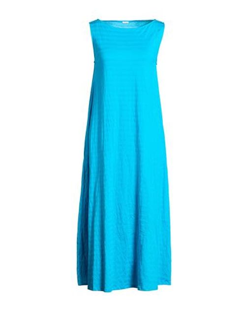 Woman Midi dress Turquoise Size M Cotton, Metallic fiber