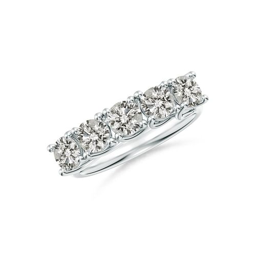 Angara 1.5 Carats Half Eternity Five Stone Diamond Wedding Band in Platinum