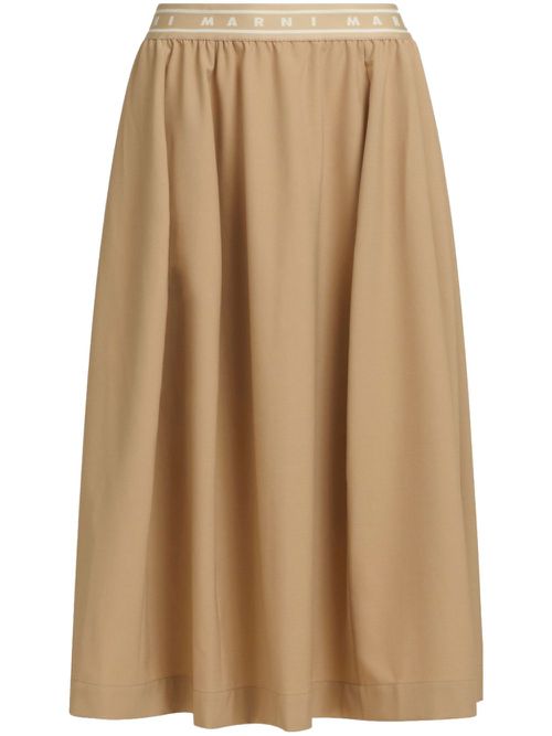 Logo-waistband midi skirt - Neutrals