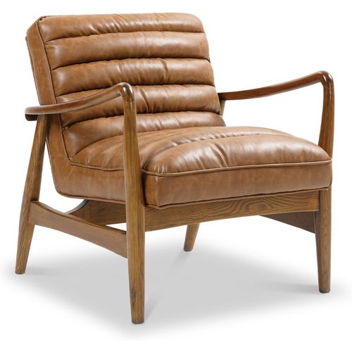 Kingsley Faux Leather Retro Accent Chair | Tan or Black | Roseland