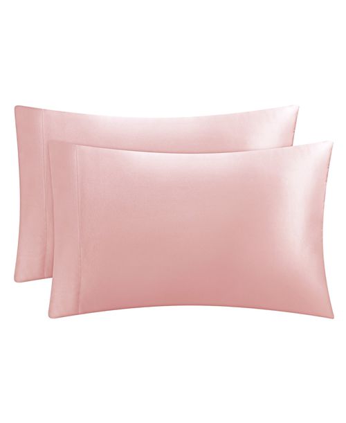 Satin 2 Piece Pillow Case Set, King - Pink