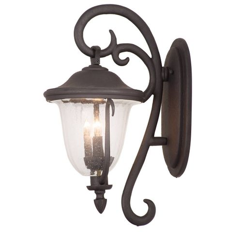 Textured Matte Black Two Light Outdoor Wall Bracket from the Santa Barbara Collection