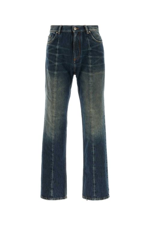 Straight-Leg Cotton Denim Jeans — Blue