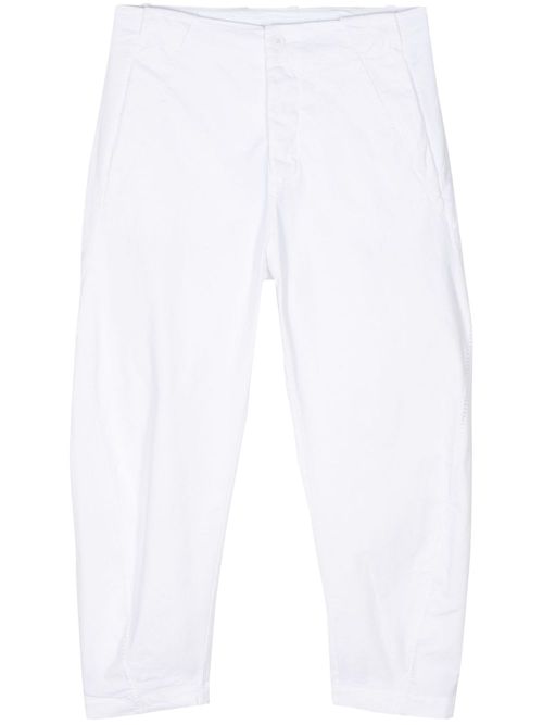 Concealed-fastening cotton-blend trousers - White