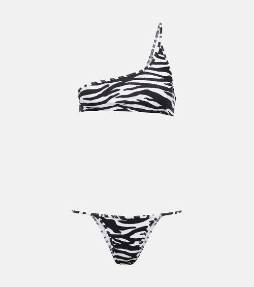 Printed one-shoulder bikini