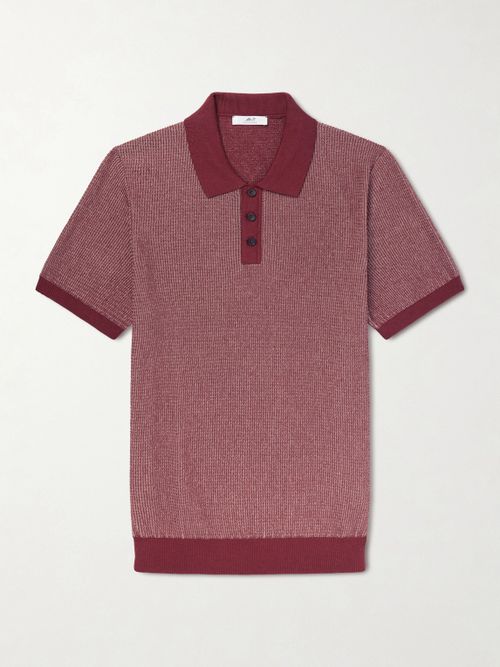 Honeycomb-Knit Silk and Cotton-Blend Polo Shirt - Men - Red