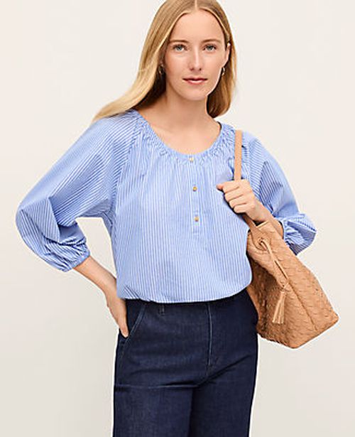 Ann Taylor Striped Bubble Hem Top