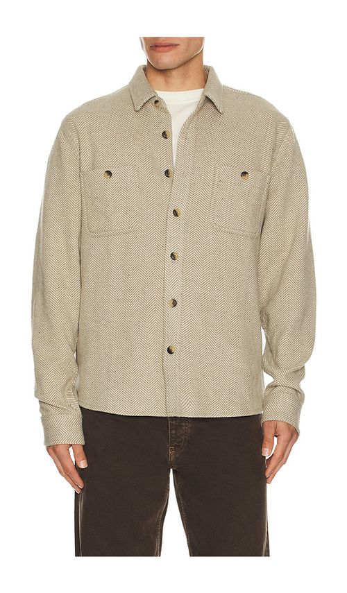Marine Layer Pacifica Stretch Twill Overshirt in Brown. L. Also in