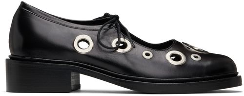 Nicole Saldaña Black Fabiana Eyelet Loafers