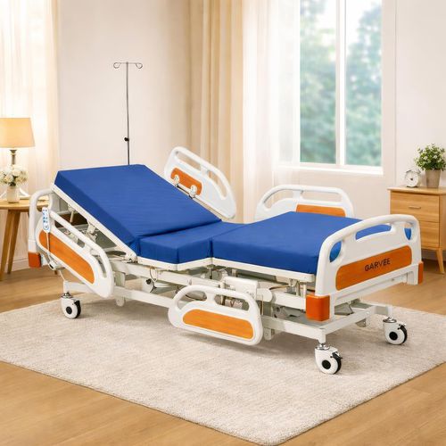 Garvee Electric Hospital Bed with Mattress & IV Pole, 5 Function Full Electric Medical Bed for Home Care, Adjustable Height Back & Knee, Trendelenburg, Locking Casters, 400 Lbs Capacity
