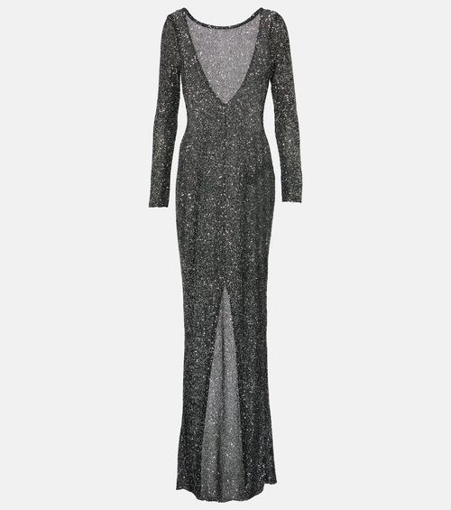 Sequined open-back gown