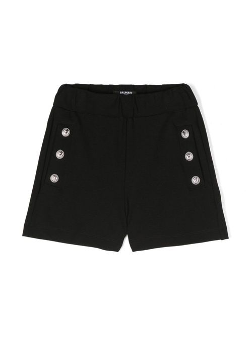 Coin-engraved buttons shorts - Black