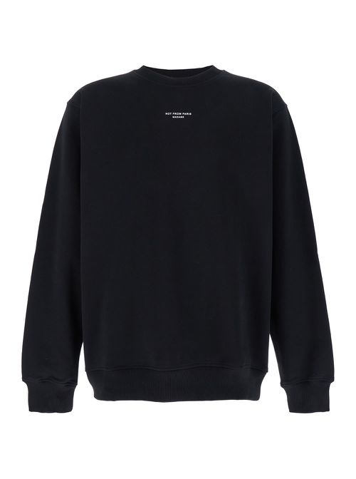 Le Slogan Classique Black Crewneck Sweatshirt With Contrasting Print In Cotton Man