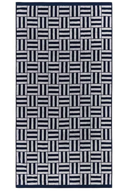 BAINA Willis Beach Towel in Obsidian & Stone - Blue. a