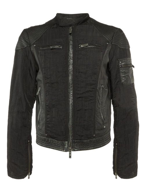 Panelled biker jacket - Black